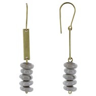 Boucles d'Oreilles Laiton Barrette et Petits Disques de Verre - Classics