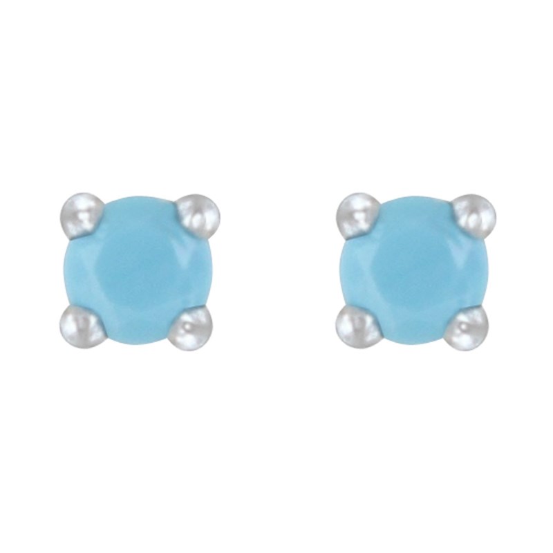Boucles d'Oreilles Argent Rhodié Clous Perle Turquoise - vue 2