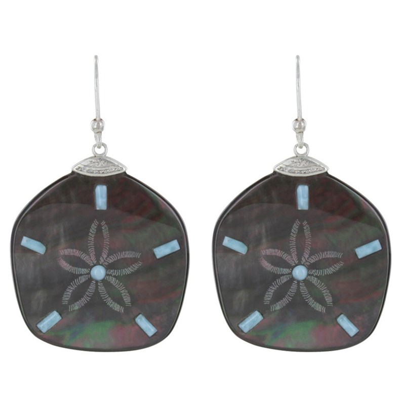 Boucles d'Oreilles Argent 925 Dollar des Sables en Nacre et Larimar - Classics - vue 2