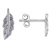 Boucles d'Oreilles Argent 925 Rhodié Mini Plume - vue V1