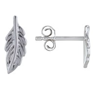 Boucles d'Oreilles Argent 925 Rhodié Mini Plume
