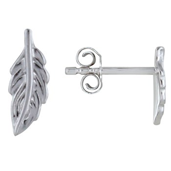 Rhodium 925 Zilveren Mini Veren Oorbellen