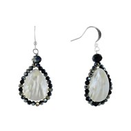 Boucles d'Oreilles Argent Goutte de Nacre Perles de Verre Facettées