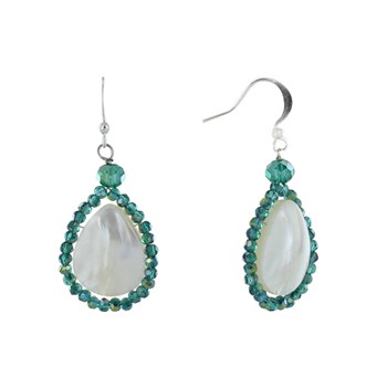 925 Sterling Zilveren Oorbellen Parelmoer Druppel Gefacetteerde Glazen Kralen