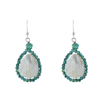 925 Sterling Zilveren Oorbellen Parelmoer Druppel Gefacetteerde Glazen Kralen