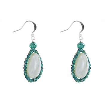 925 Sterling Zilveren Oorbellen Parelmoer Druppel Gefacetteerde Glazen Kralen