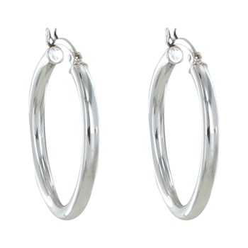 925 Sterling Zilveren Medium Ronde Creoolse Oorbellen 3cm