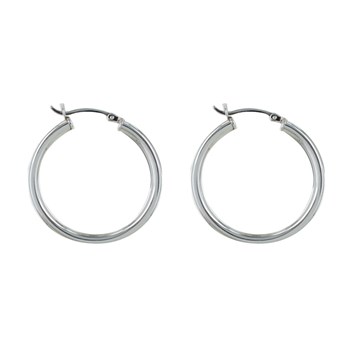 925 Sterling Zilveren Medium Ronde Creoolse Oorbellen 3cm