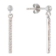 Boucles d'Oreilles Argent Rhodié Barrette de Strass