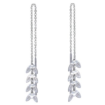 Boucles d'Oreilles Chainette Argent 925 Rhodié Laurier