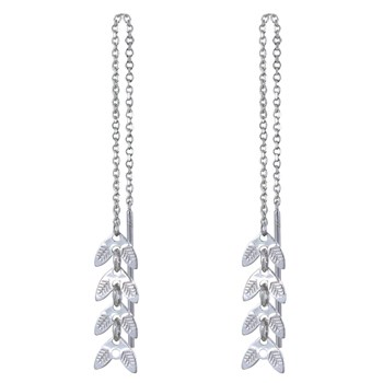 Boucles d'Oreilles Chainette Argent 925 Rhodié Laurier
