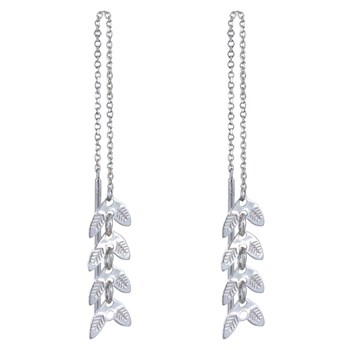 Boucles d'Oreilles Chainette Argent 925 Rhodié Laurier