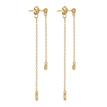 Boucles d'Oreilles Deux Chainettes Plaqué Or et Strass