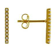 Boucles d'Oreilles Puces Plaqué Or Grande Barrette de Strass