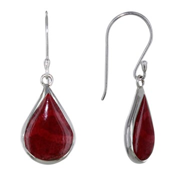 Boucles d'Oreilles Argent 925 Petite Goutte Couleur Corail