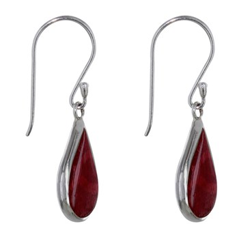 Boucles d'Oreilles Argent 925 Petite Goutte Couleur Corail