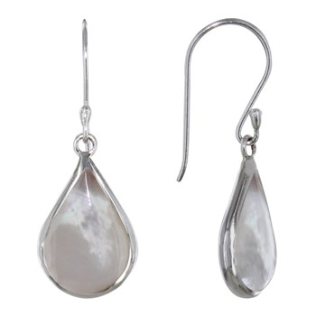 Boucles d'Oreilles Argent 925 Petite Goutte Nacre