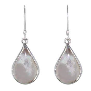 Boucles d'Oreilles Argent 925 Petite Goutte Nacre