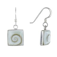 Boucles d'Oreilles Argent Oeil de Ste Lucie Carré