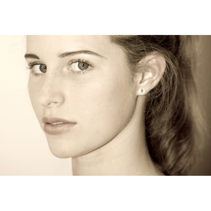 Boucles d'Oreilles Clou d'Argent 925 et Perle de Culture Blanche 8- 9 mm - vue 4
