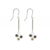 Boucles d'Oreilles Argent 925 Rhodié Trois Perles de Culture Gris et Blanc - vue V3