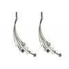 Boucles d'Oreilles Argent Eventail de Perles Grises et Blanches - vue V2