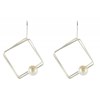 Boucles d'oreilles en Argent 925 Carré et sa Perle - Classics - vue V2