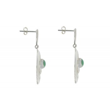 Boucles d'Oreilles Argent 925 Double Cercles et Turquoise