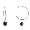 Boucles d'Oreilles Créoles Argent 925 Brossé et Sphère d'Onyx Noir - vue V1