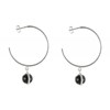 Boucles d'Oreilles Créoles Argent 925 Brossé et Sphère d'Onyx Noir - vue V2