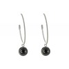 Boucles d'Oreilles Créoles Argent 925 Brossé et Sphère d'Onyx Noir - vue V3
