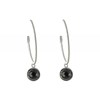 Boucles d'Oreilles Créoles Argent Brossé et Sphère d'Onyx Noir - vue V3