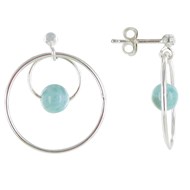 Boucles d'Oreilles Argent Créoles et Larimars