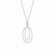 Collier Argent Diamanté Double Ovale