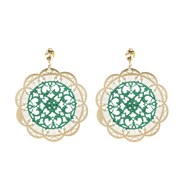 Boucles d'oreilles motif Inca doré et turquoise