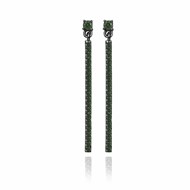 Boucles D'oreilles Argent Noir Vert
