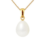 Pendentif Bélière - Or Jaune et Perle de Culture d'Eau Douce - Blanc Naturel