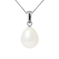 Pendentif Bélière - Or Blanc et Perle de Culture d'Eau Douce - Blanc Naturel