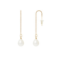 Boucles d'Oreilles Pendantes - Or Jaune Perles de Culture d'Eau Douce - Blanc Nacre Naturel