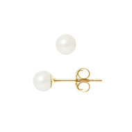 Boucles d'Oreilles - Or Jaune Perles de Culture d'Eau Douce - Blanc Nacre Naturel