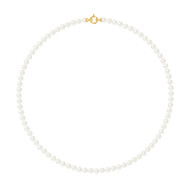 Collier Rang de Perles de Culture d'Eau Douce - Blanc Naturel  - Or Jaune