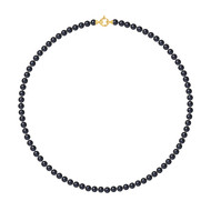 Collier Rang de Perles de Culture d'Eau Douce -  Black Tahiti - Or Jaune