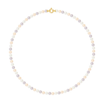 Collier Rang de Perles de Culture d'Eau Douce - Pastelles Naturelles  - Or Jaune