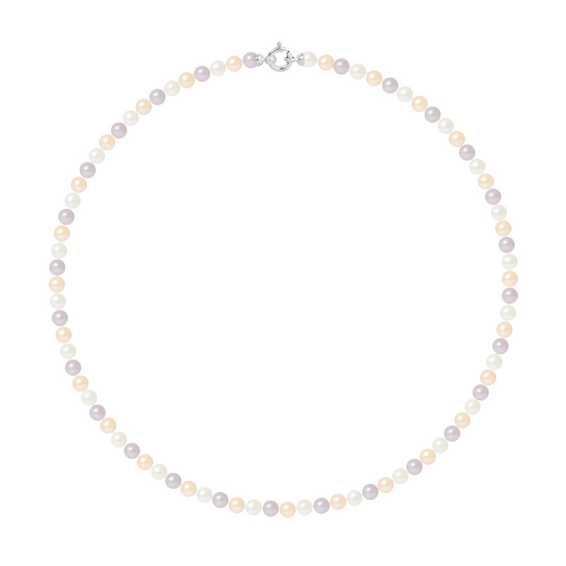 Collier Rang de Perles de Culture d'Eau Douce - Pastelles Naturelles  - Or Jaune