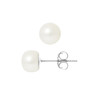 Boucles d'Oreilles - Or Blanc et Perles de Culture d'Eau Douce - Blanc Nacre Naturel - vue V1