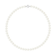 Collier Rang de Perles de Culture d'Eau Douce - Blanc Naturel  - Or Blanc
