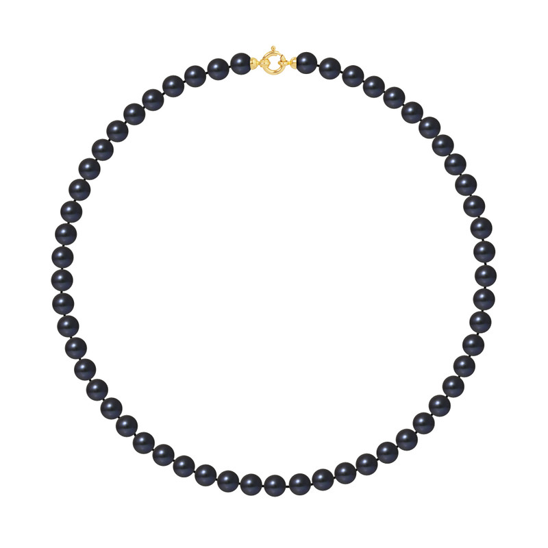 Collier Rang de Perles de Culture d'Eau Douce - Black Tahiti  - Or Jaune