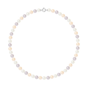 Collier Rang de Perles de Culture d'Eau Douce - Pastelles Naturelles - Or Blanc