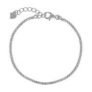 Bracelet Argent 925 Rhodié Petits Carrés de Strass - Blanc