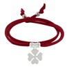 Bracelet Double Tour Lien Satin et Trèfle Argent 925 - Rouge - vue V1